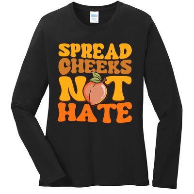 Spread Cheeks Not Hate Fitness Workout Funny Gym Ladies Long Sleeve Shirt