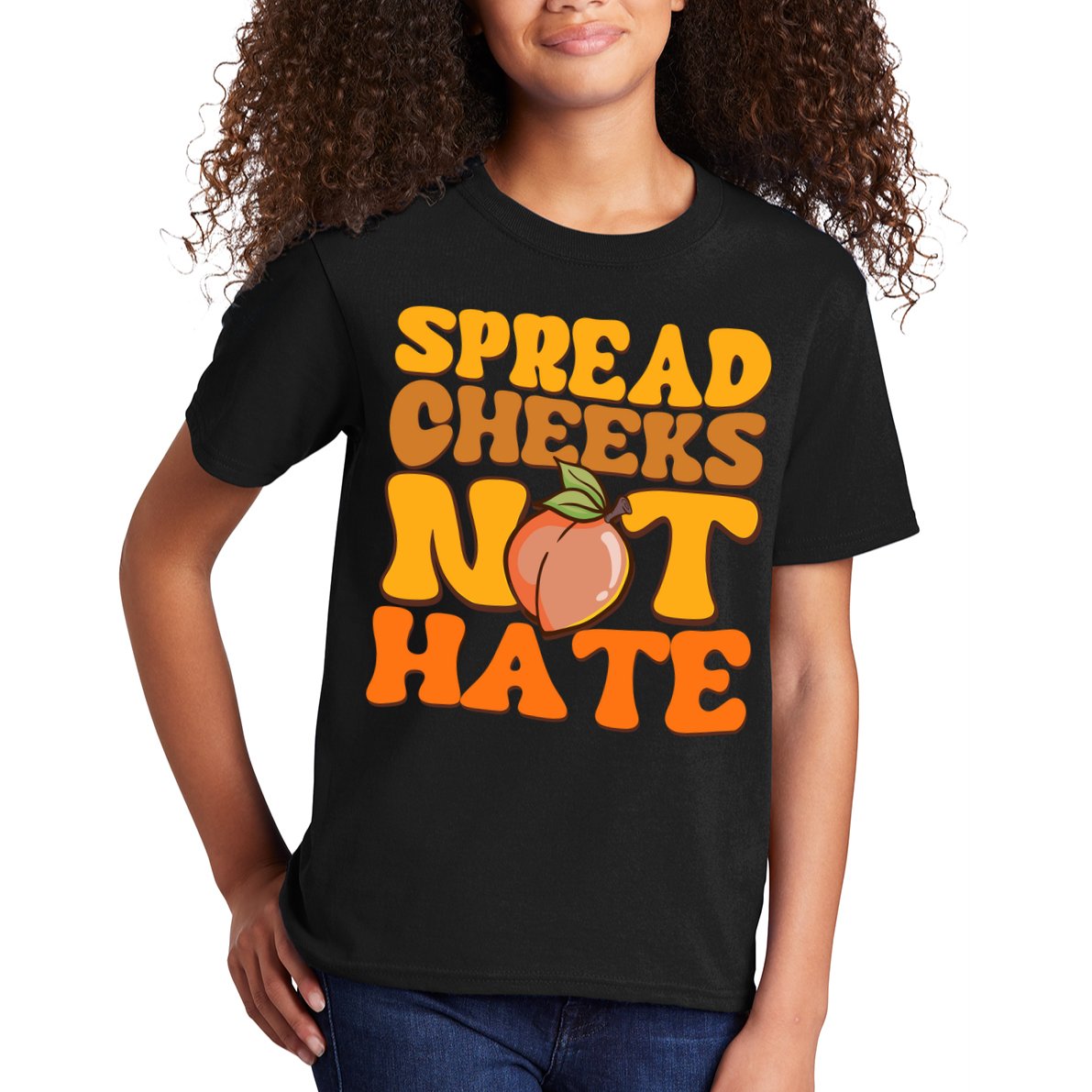 Spread Cheeks Not Hate Fitness Workout Funny Gym Kids T-Shirt