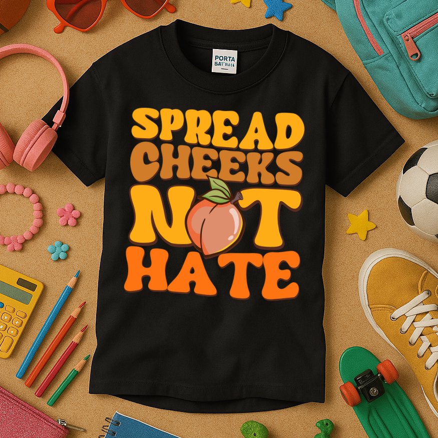 Spread Cheeks Not Hate Fitness Workout Funny Gym Kids T-Shirt
