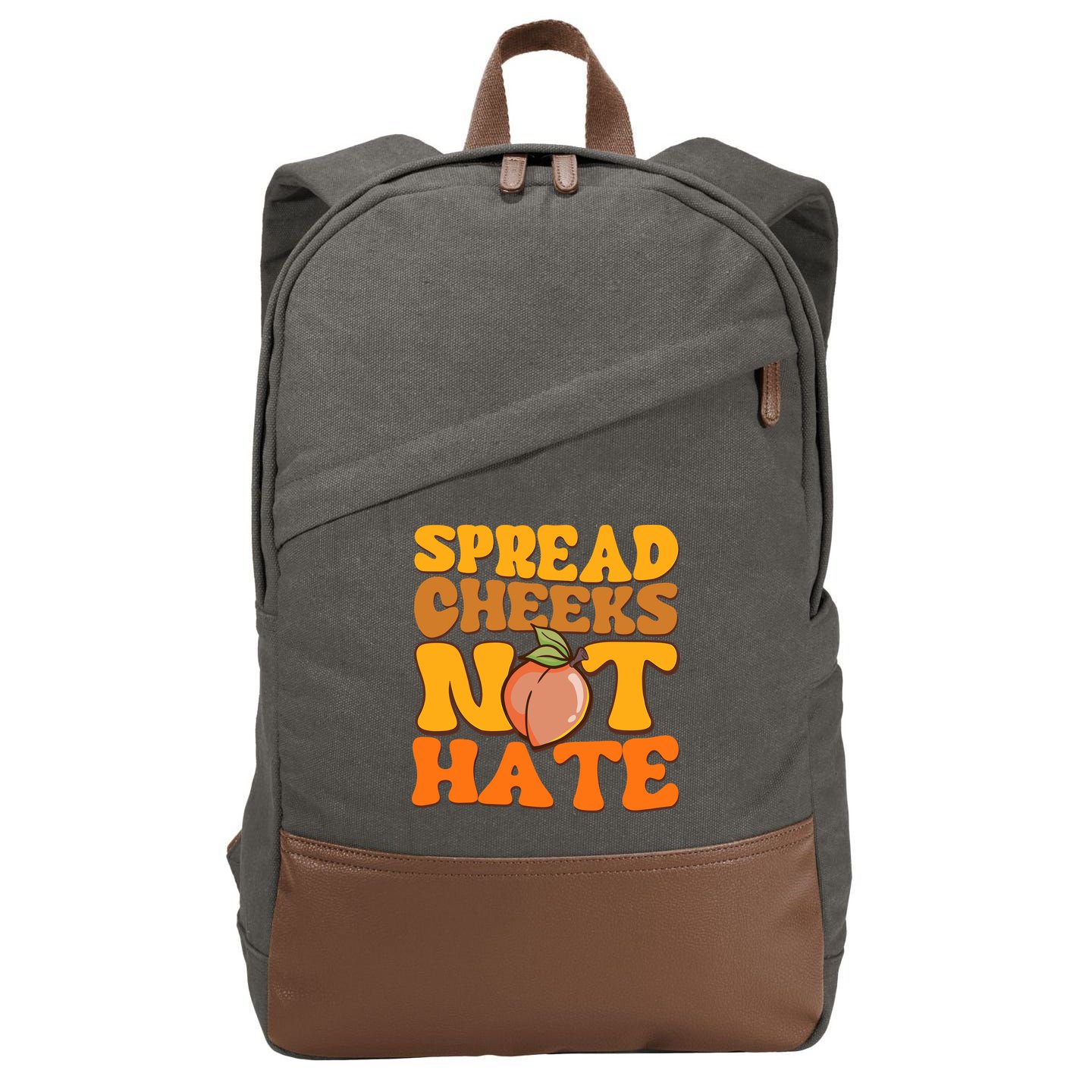 Spread Cheeks Not Hate Fitness Workout Funny Gym Cotton Canvas Backpack