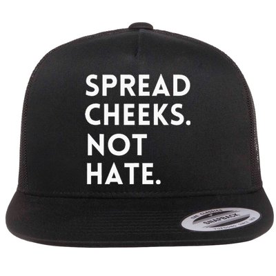 Spread Cheeks Not Hate Gym Men Funny Graphic Fitness Flat Bill Trucker Hat