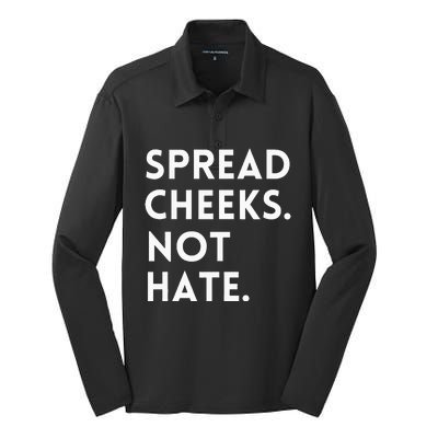 Spread Cheeks Not Hate Gym Men Funny Graphic Fitness Silk Touch Performance Long Sleeve Polo