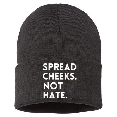 Spread Cheeks Not Hate Gym Men Funny Graphic Fitness Sustainable Knit Beanie