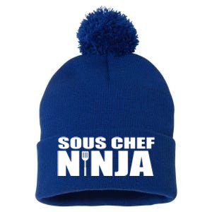 Sous Chef Ninja Funny Culinary Cook Gift Pom Pom 12in Knit Beanie