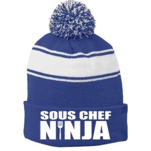 Sous Chef Ninja Funny Culinary Cook Gift Stripe Pom Pom Beanie