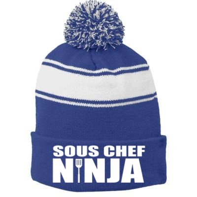 Sous Chef Ninja Funny Culinary Cook Gift Stripe Pom Pom Beanie