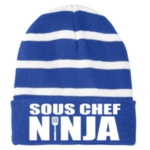 Sous Chef Ninja Funny Culinary Cook Gift Striped Beanie with Solid Band