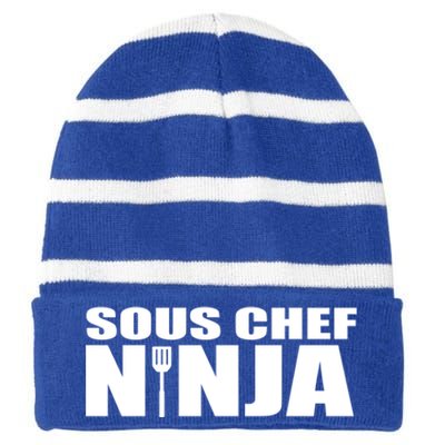 Sous Chef Ninja Funny Culinary Cook Gift Striped Beanie with Solid Band