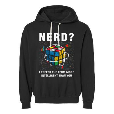 Speed Cubing Nerd Jokes Funny Speed Cubing Math Garment-Dyed Fleece Hoodie