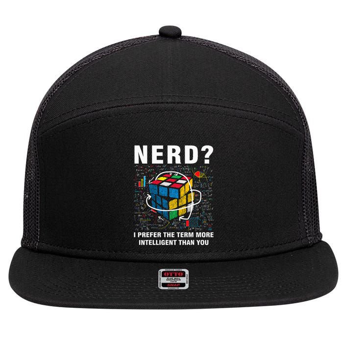Speed Cubing Nerd Jokes Funny Speed Cubing Math 7 Panel Mesh Trucker Snapback Hat