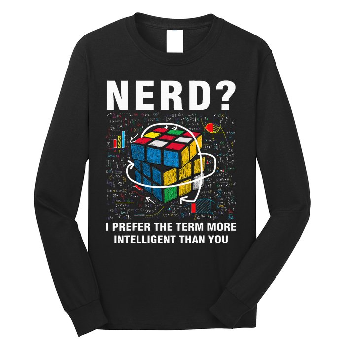 Speed Cubing Nerd Jokes Funny Speed Cubing Math Long Sleeve Shirt