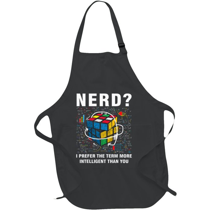 Speed Cubing Nerd Jokes Funny Speed Cubing Math Full-Length Apron With Pockets