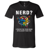 Speed Cubing Nerd Jokes Funny Speed Cubing Math V-Neck T-Shirt