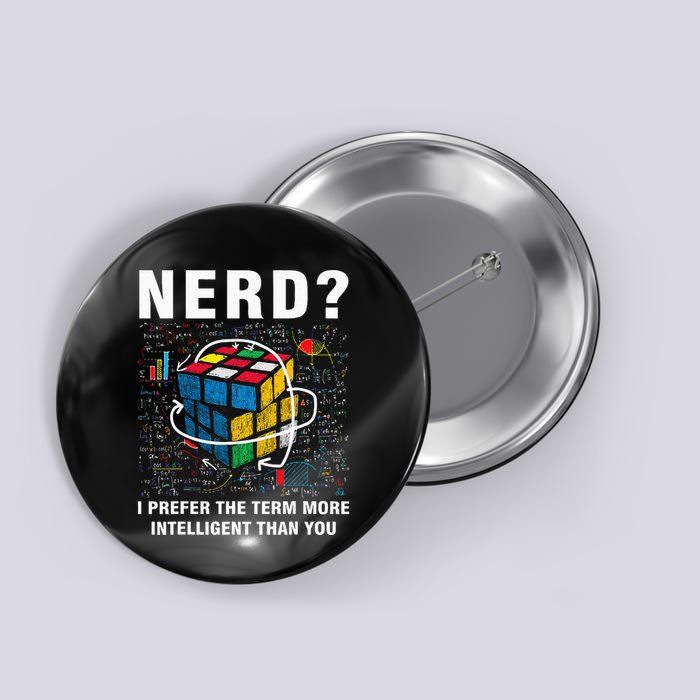 Speed Cubing Nerd Jokes Funny Speed Cubing Math Button