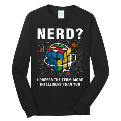 Speed Cubing Nerd Jokes Funny Speed Cubing Math Tall Long Sleeve T-Shirt