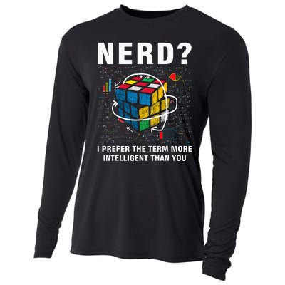 Speed Cubing Nerd Jokes Funny Speed Cubing Math Cooling Performance Long Sleeve Crew