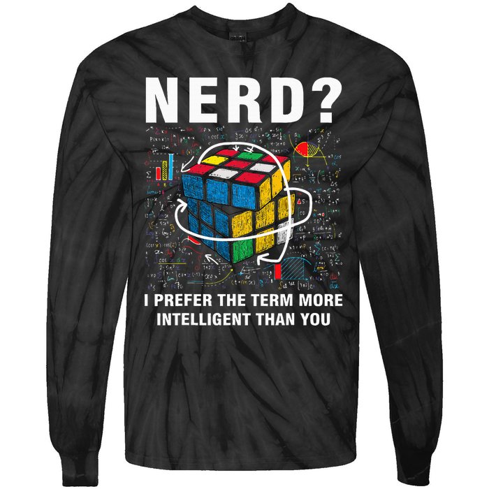 Speed Cubing Nerd Jokes Funny Speed Cubing Math Tie-Dye Long Sleeve Shirt