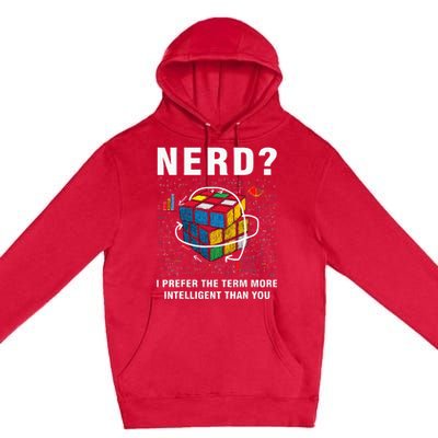 Speed Cubing Nerd Jokes Funny Speed Cubing Math Premium Pullover Hoodie