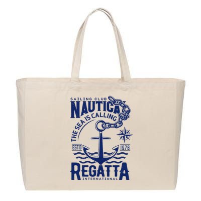 Sailing Club Nautica The Sea Is Calling Regatta Internationa Cotton Canvas Jumbo Tote