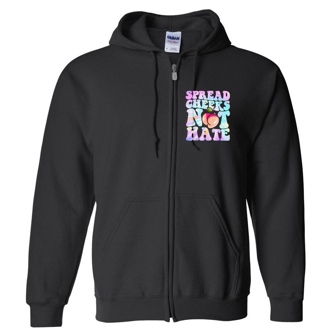 Spread Cheeks Not Hate Fitness Workout Funny Gym Full Zip Hoodie