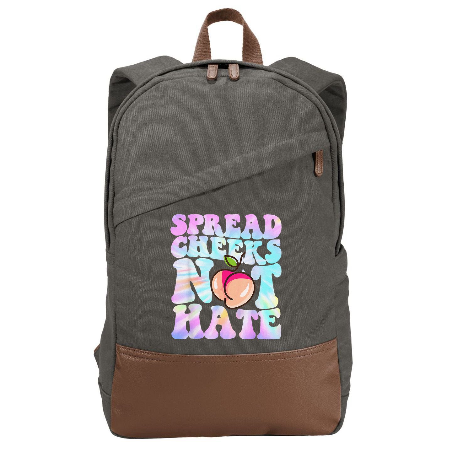 Spread Cheeks Not Hate Fitness Workout Funny Gym Cotton Canvas Backpack