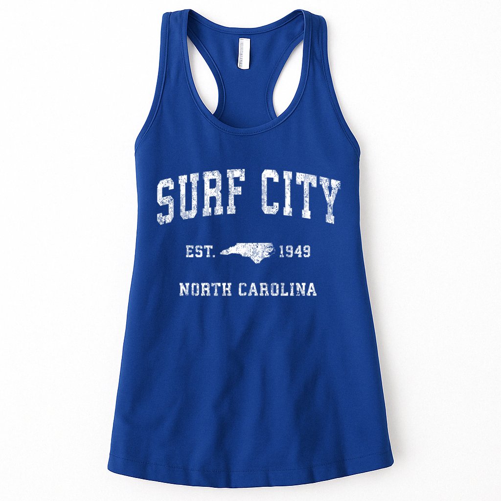Surf City North Carolina Nc Vintage Athletic Sports Design Cute Gift Womens Tank Top