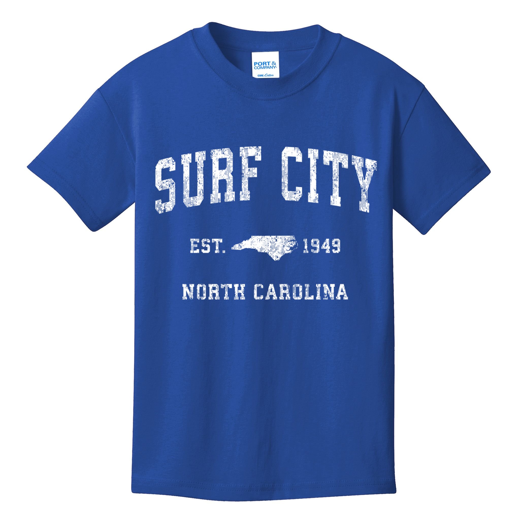 Surf City North Carolina Nc Vintage Athletic Sports Design Cute Gift Kids T-Shirt