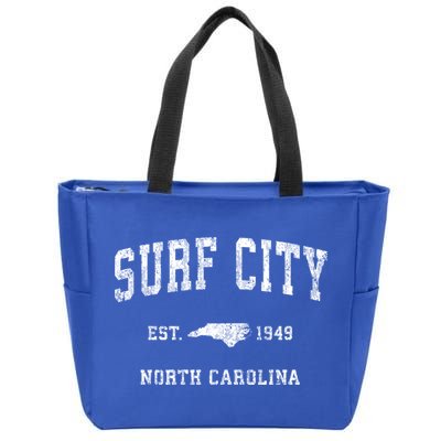 Surf City North Carolina Nc Vintage Athletic Sports Design Cute Gift Zip Tote Bag