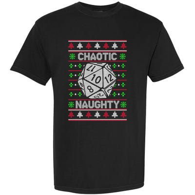 Santa Chaotic Naughty Christmas D20 Ugly Tabletop Sweater Great Gift Garment-Dyed Heavyweight T-Shirt