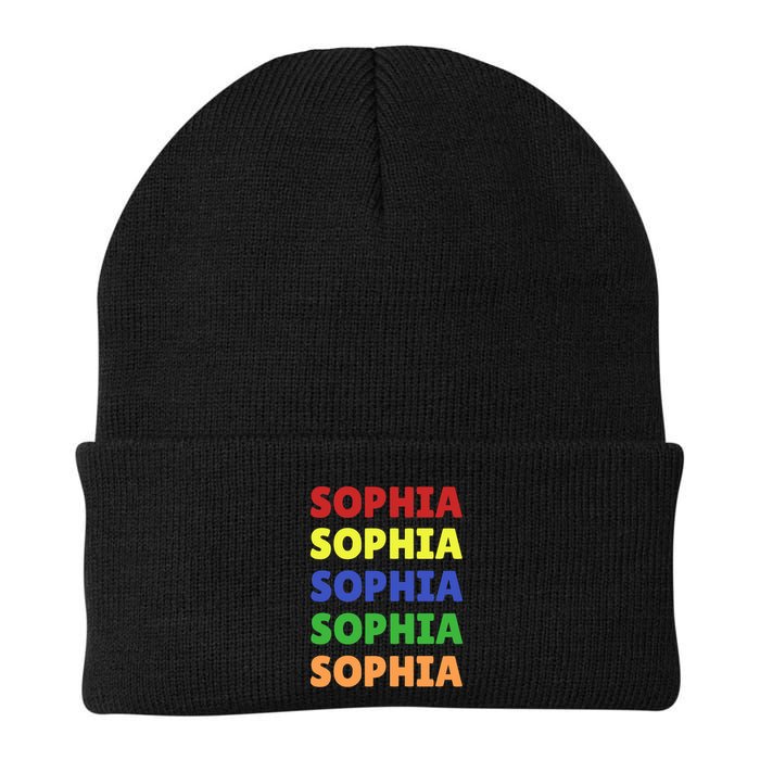 Sophia Colorful Name Stack Pride In Your Name Gift Knit Cap Winter Beanie