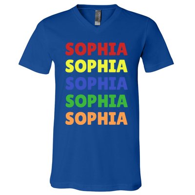 Sophia Colorful Name Stack Pride In Your Name Gift V-Neck T-Shirt