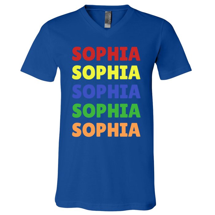 Sophia Colorful Name Stack Pride In Your Name Gift V-Neck T-Shirt