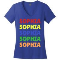 Sophia Colorful Name Stack Pride In Your Name Gift Women's V-Neck T-Shirt