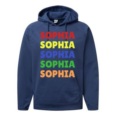 Sophia Colorful Name Stack Pride In Your Name Gift Performance Fleece Hoodie