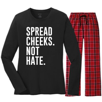 Spread Cheeks Not Hate Funny Gym Fitness And Workout Women's Long Sleeve Flannel Pajama Set 