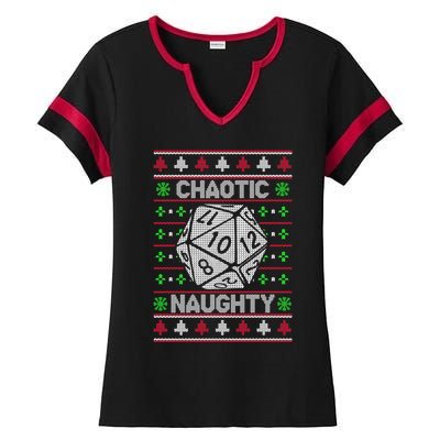 Santa Chaotic Naughty Christmas D20 Ugly Tabletop Sweater Great Gift Ladies Halftime Notch Neck Tee