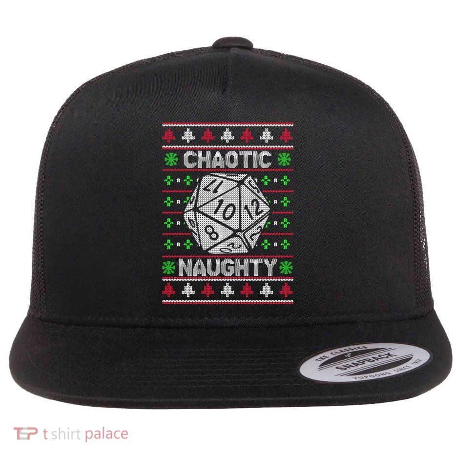 Santa Chaotic Naughty Christmas D20 Ugly Tabletop Sweater Great Gift Flatbill Hat