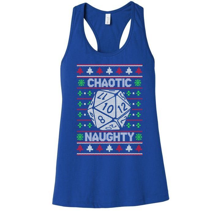 Santa Chaotic Naughty Christmas D20 Ugly Tabletop Sweater Great Gift Women's Racerback Tank