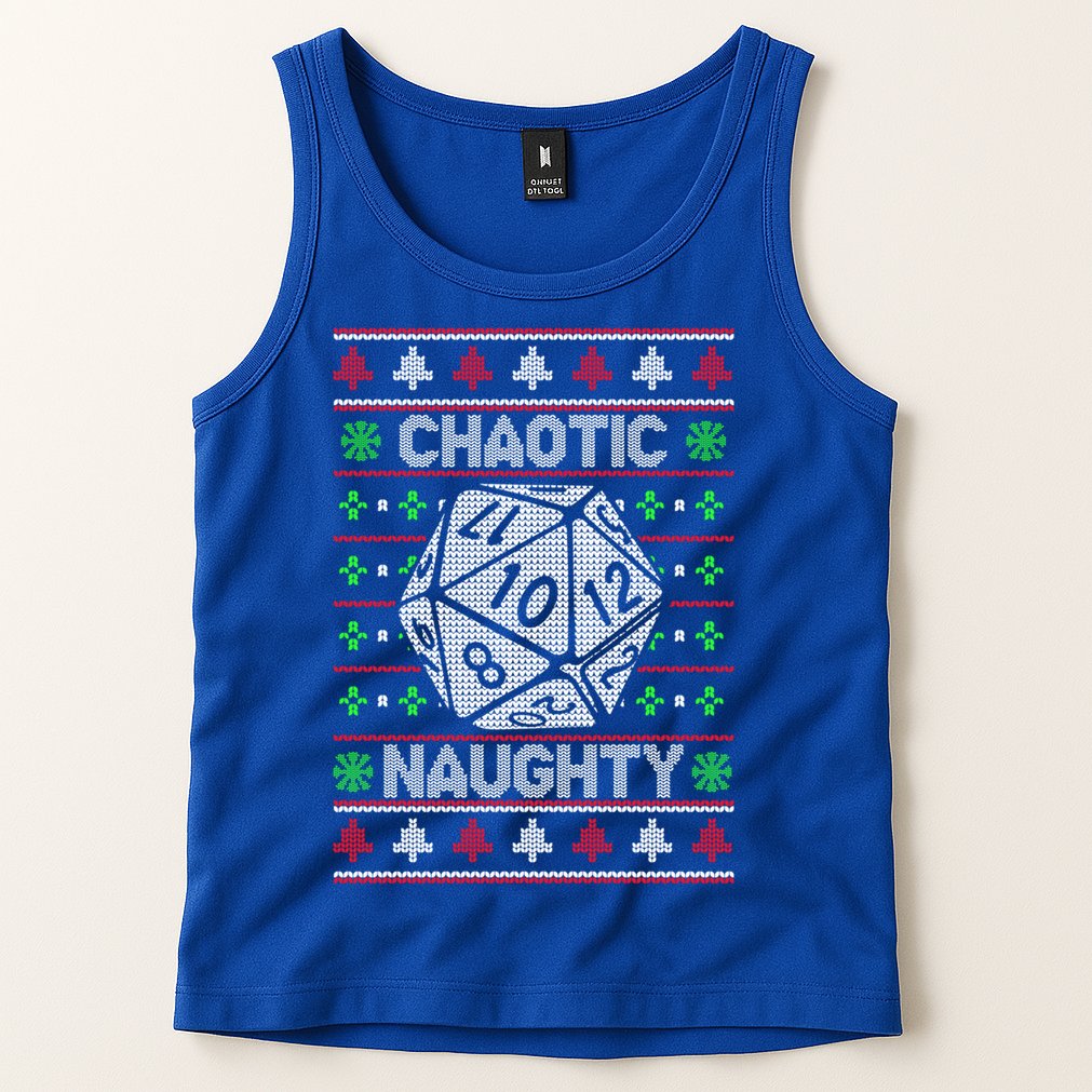 Santa Chaotic Naughty Christmas D20 Ugly Tabletop Sweater Great Gift Tank Top
