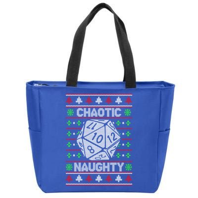 Santa Chaotic Naughty Christmas D20 Ugly Tabletop Sweater Great Gift Zip Tote Bag
