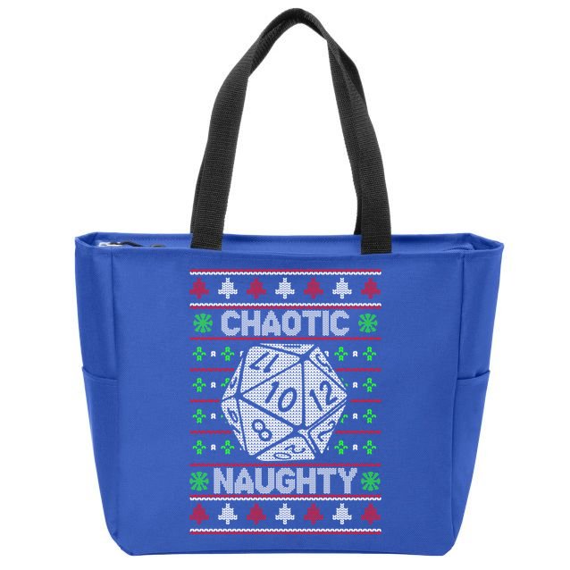 Santa Chaotic Naughty Christmas D20 Ugly Tabletop Sweater Great Gift Zip Tote Bag