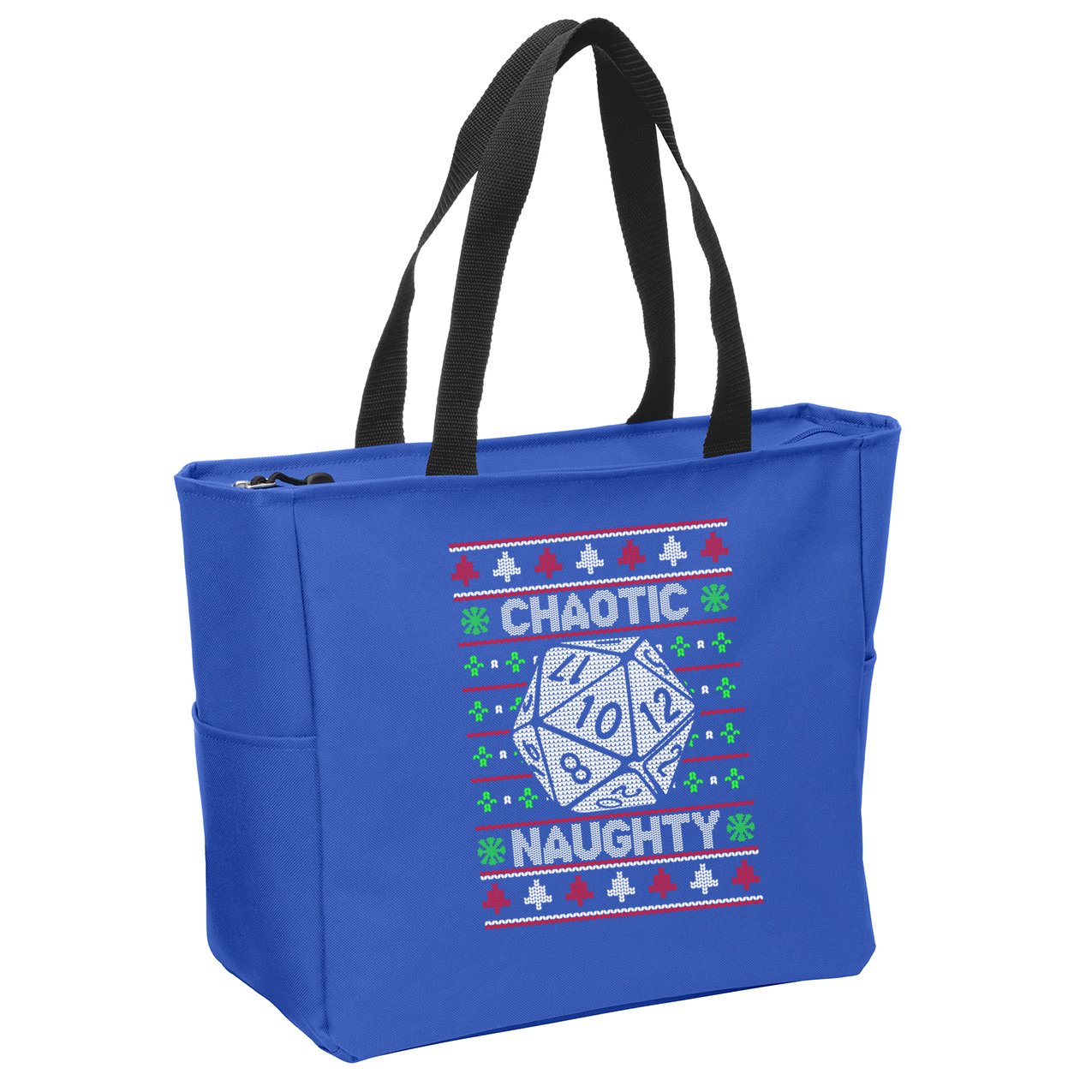 Santa Chaotic Naughty Christmas D20 Ugly Tabletop Sweater Great Gift Zip Tote Bag