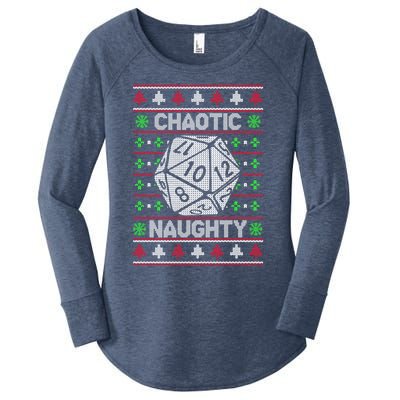 Santa Chaotic Naughty Christmas D20 Ugly Tabletop Sweater Great Gift Women's Perfect Tri Tunic Long Sleeve Shirt