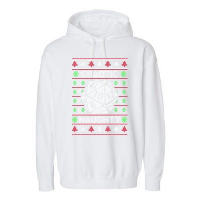 Santa Chaotic Naughty Christmas D20 Ugly Tabletop Sweater Great Gift Garment-Dyed Fleece Hoodie