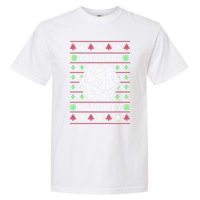 Santa Chaotic Naughty Christmas D20 Ugly Tabletop Sweater Great Gift Garment-Dyed Heavyweight T-Shirt