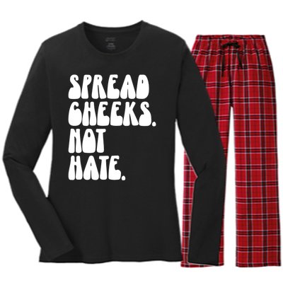 Spread Cheeks Not Hate Funny Gym Fitness And Workout Women's Long Sleeve Flannel Pajama Set 