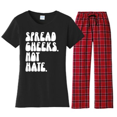 Spread Cheeks Not Hate Funny Gym Fitness And Workout Women's Flannel Pajama Set