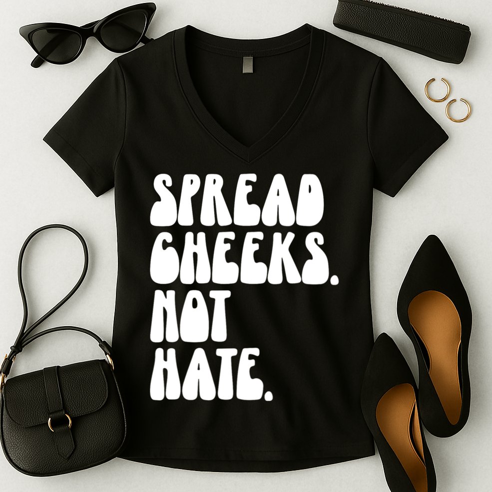 Spread Cheeks Not Hate Funny Gym Fitness And Workout Women's V-Neck T-Shirt