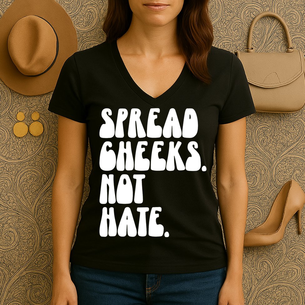 Spread Cheeks Not Hate Funny Gym Fitness And Workout Women's V-Neck T-Shirt