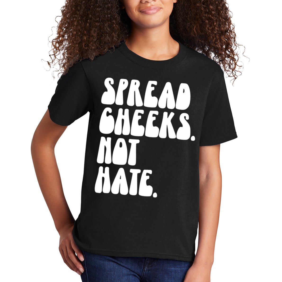 Spread Cheeks Not Hate Funny Gym Fitness And Workout Kids T-Shirt